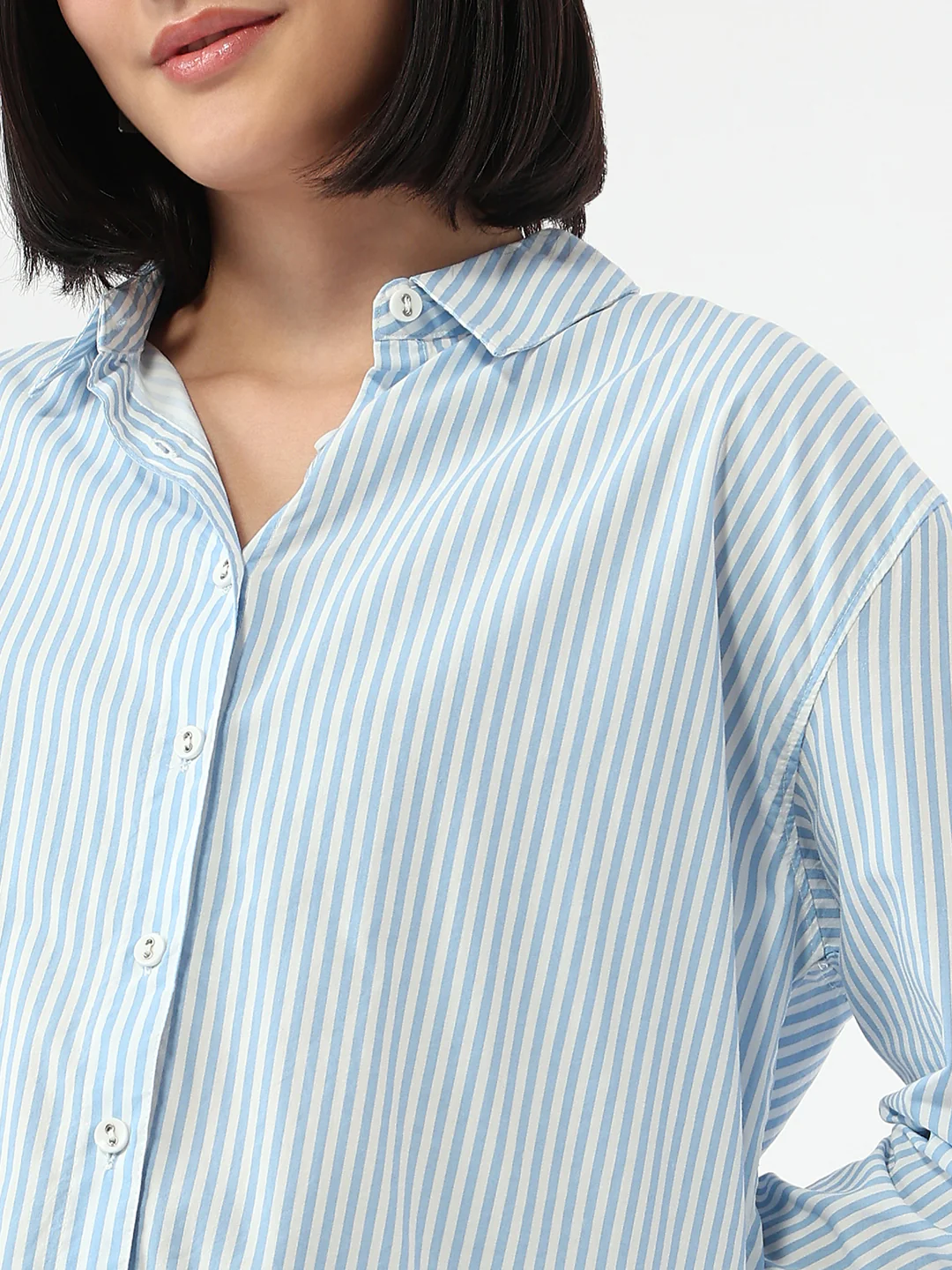 Women Sky/White Stripe Shirt - Image 5