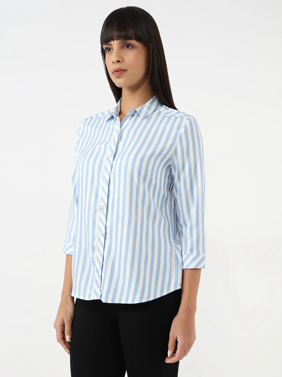 Women Sky/White Stripe Shirt - Image 6