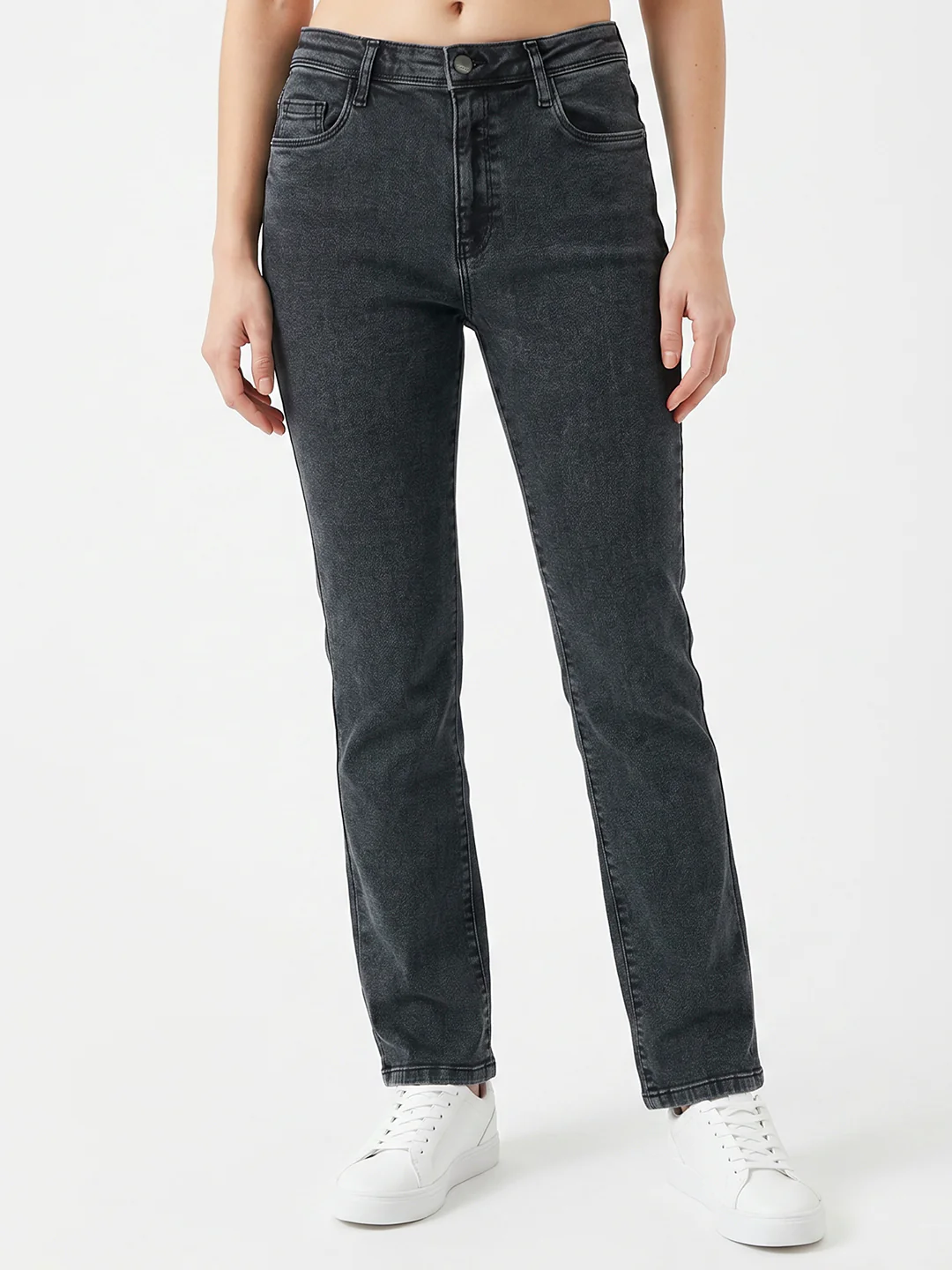 Women Slate Blue High-Rise Crop Flare Jeans - Image 2