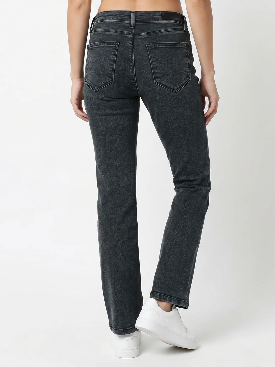 Women Slate Blue High-Rise Crop Flare Jeans - Image 3