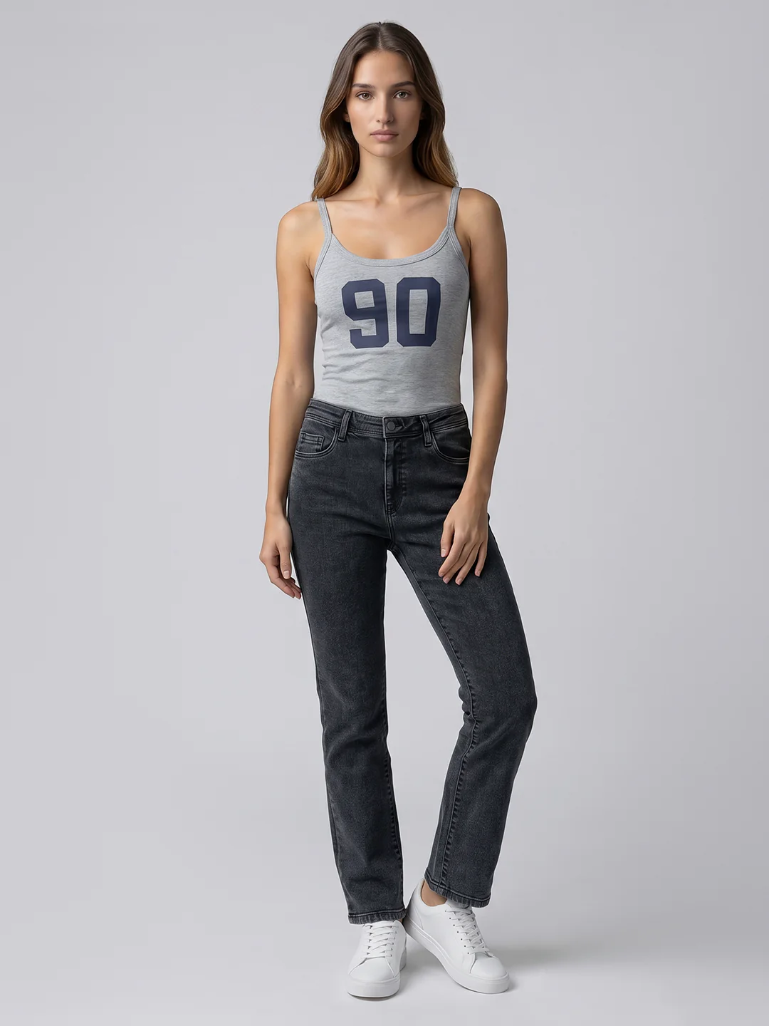Women Slate Blue High-Rise Crop Flare Jeans - Image 4