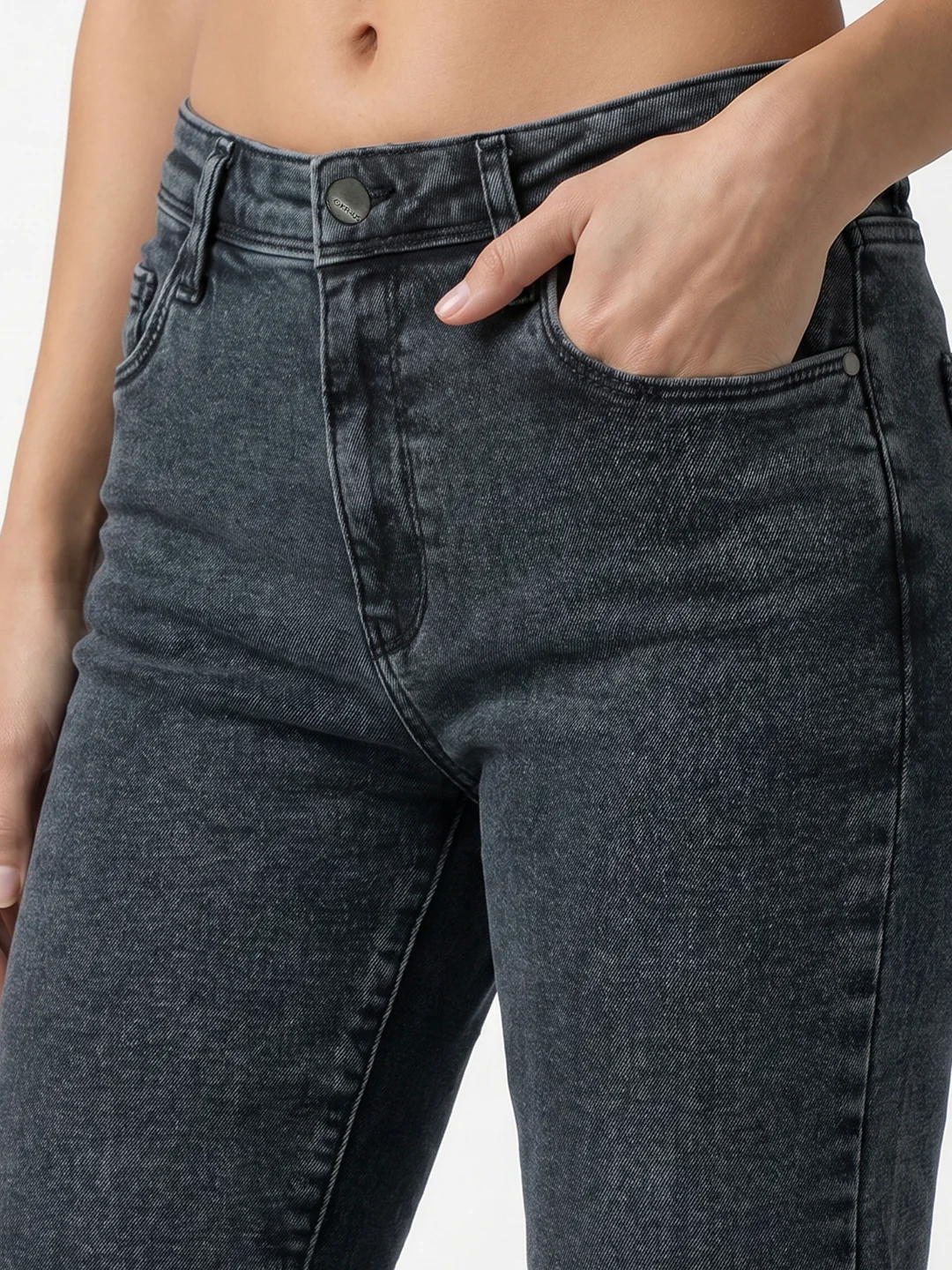 Women Slate Blue High-Rise Crop Flare Jeans - Image 5