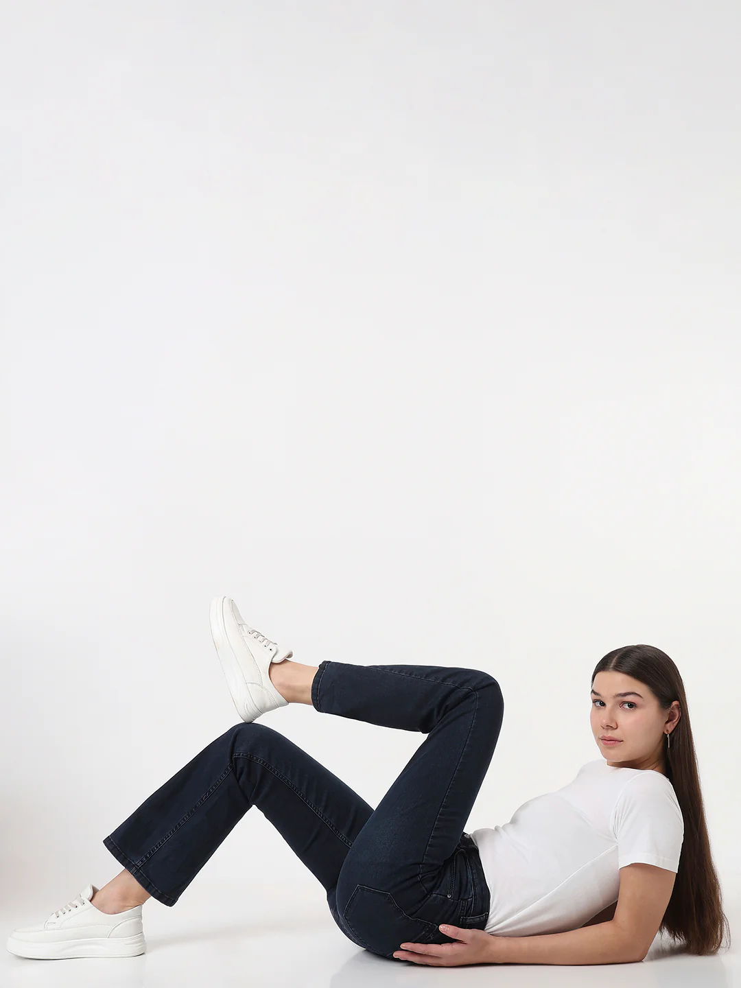 Women Slate Blue High-Rise Mini Flare Jeans