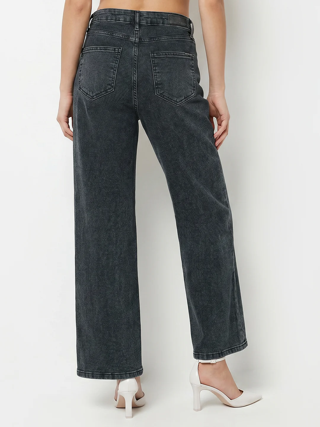 Women Slate Blue High-Rise Straight Fit Jeans - Image 3