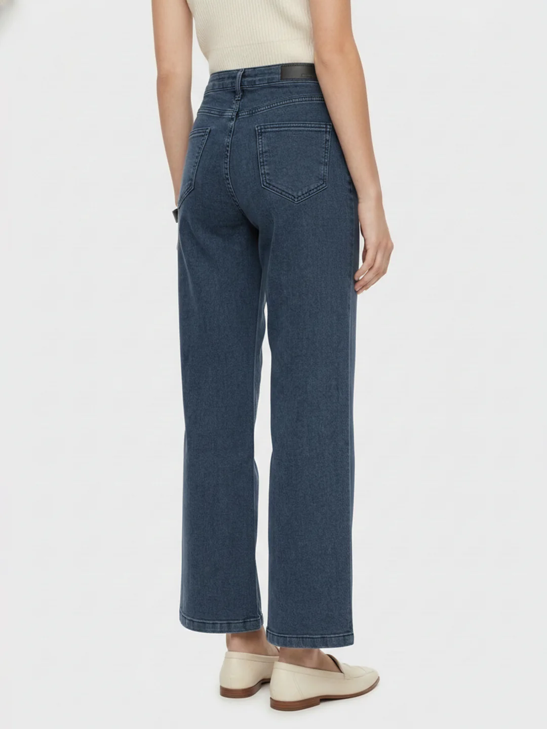 Women Slate Blue High-Rise Wide Leg Jeans - Image 3