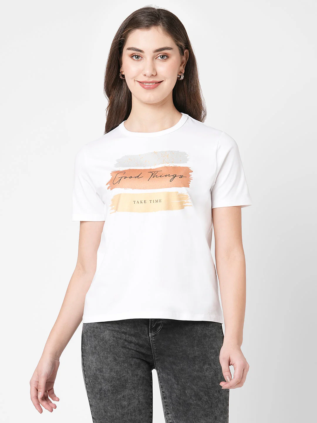 Women Slim Fit Boxy Graphic Tees