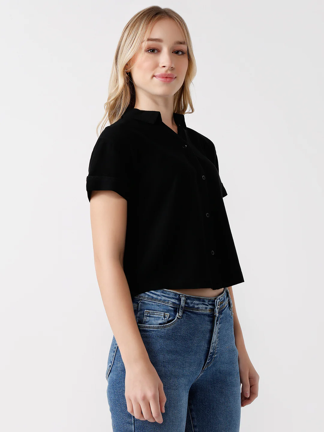 Women Slim Fit Crop Shirt - Image 4