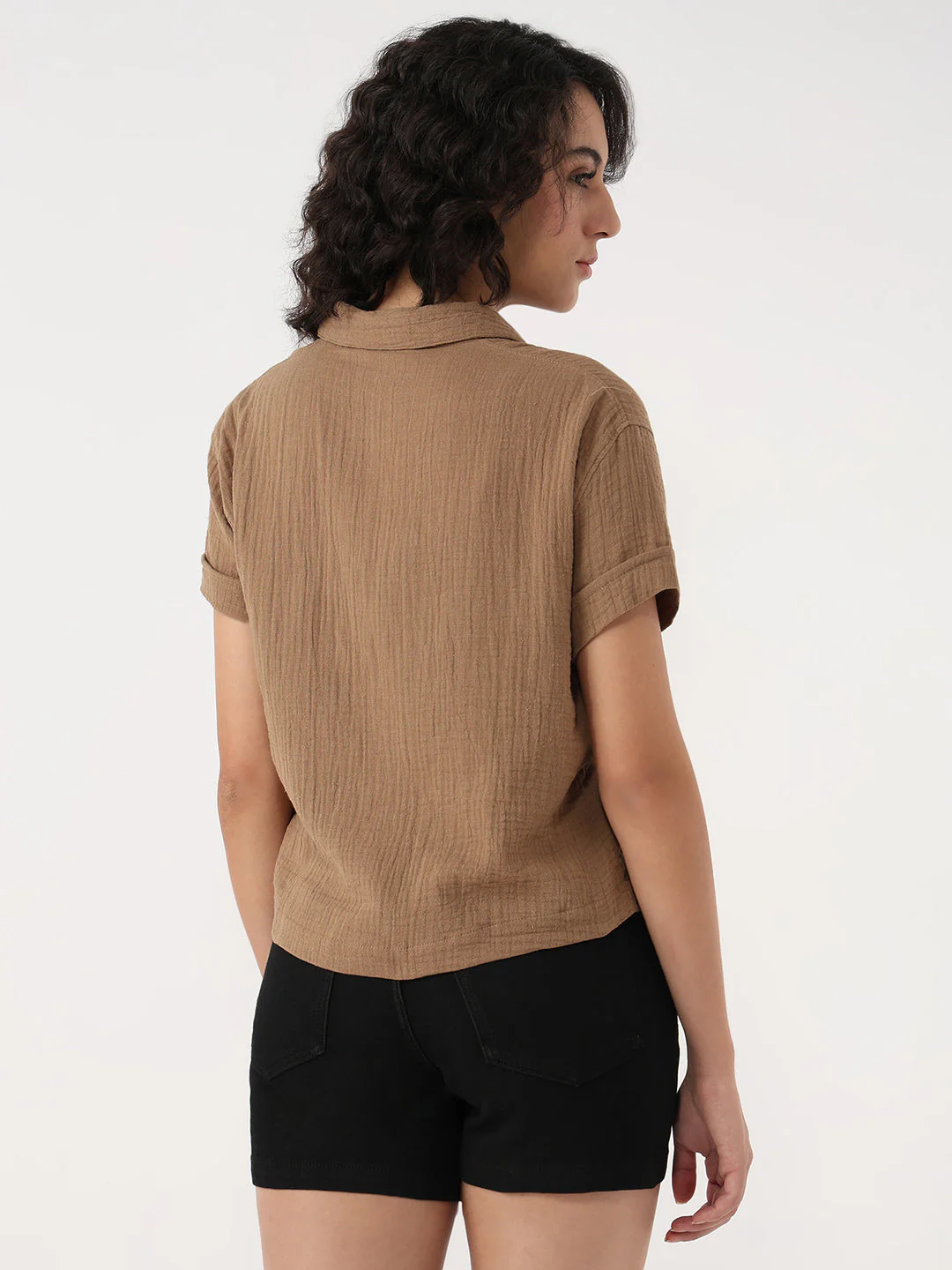Women Slim Fit Crop Shirt - Image 3