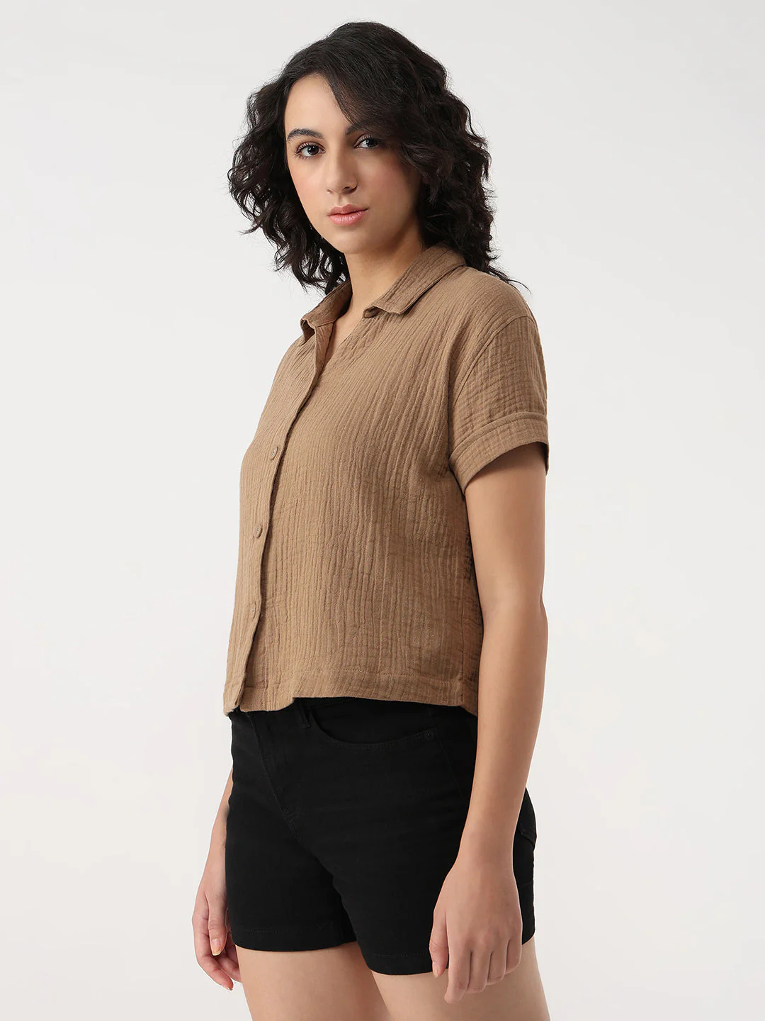Women Slim Fit Crop Shirt - Image 4