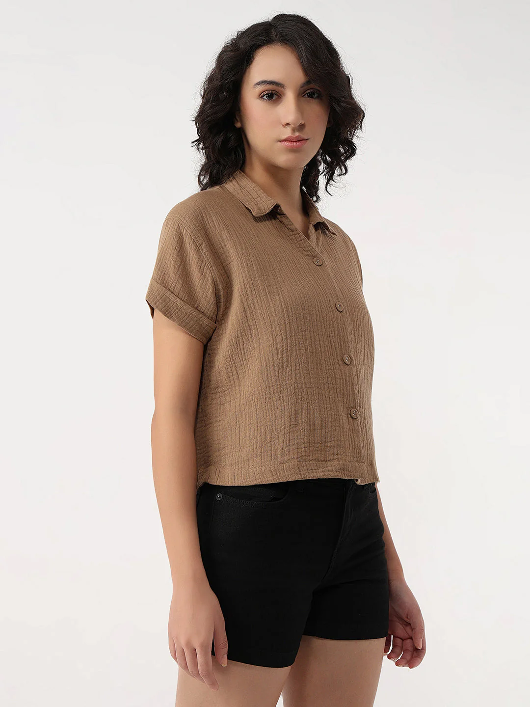 Women Slim Fit Crop Shirt - Image 5