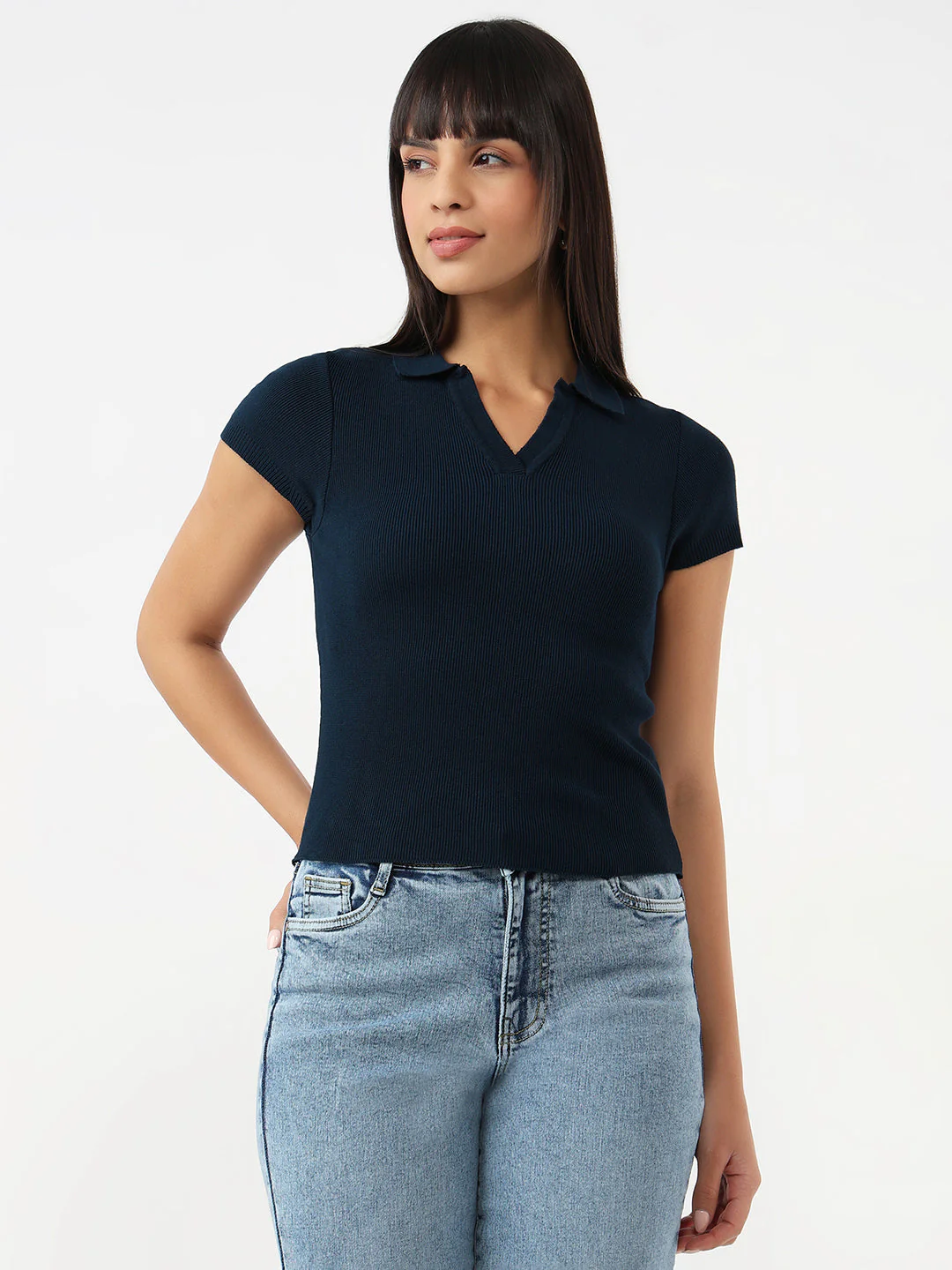 Women Slim Fit Flat Knit Top