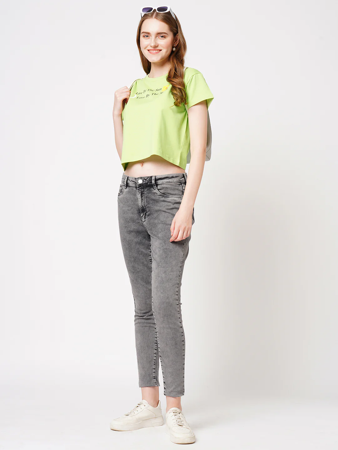 Women Slim Fit Leafy Printed Athleisure Top - Image 4