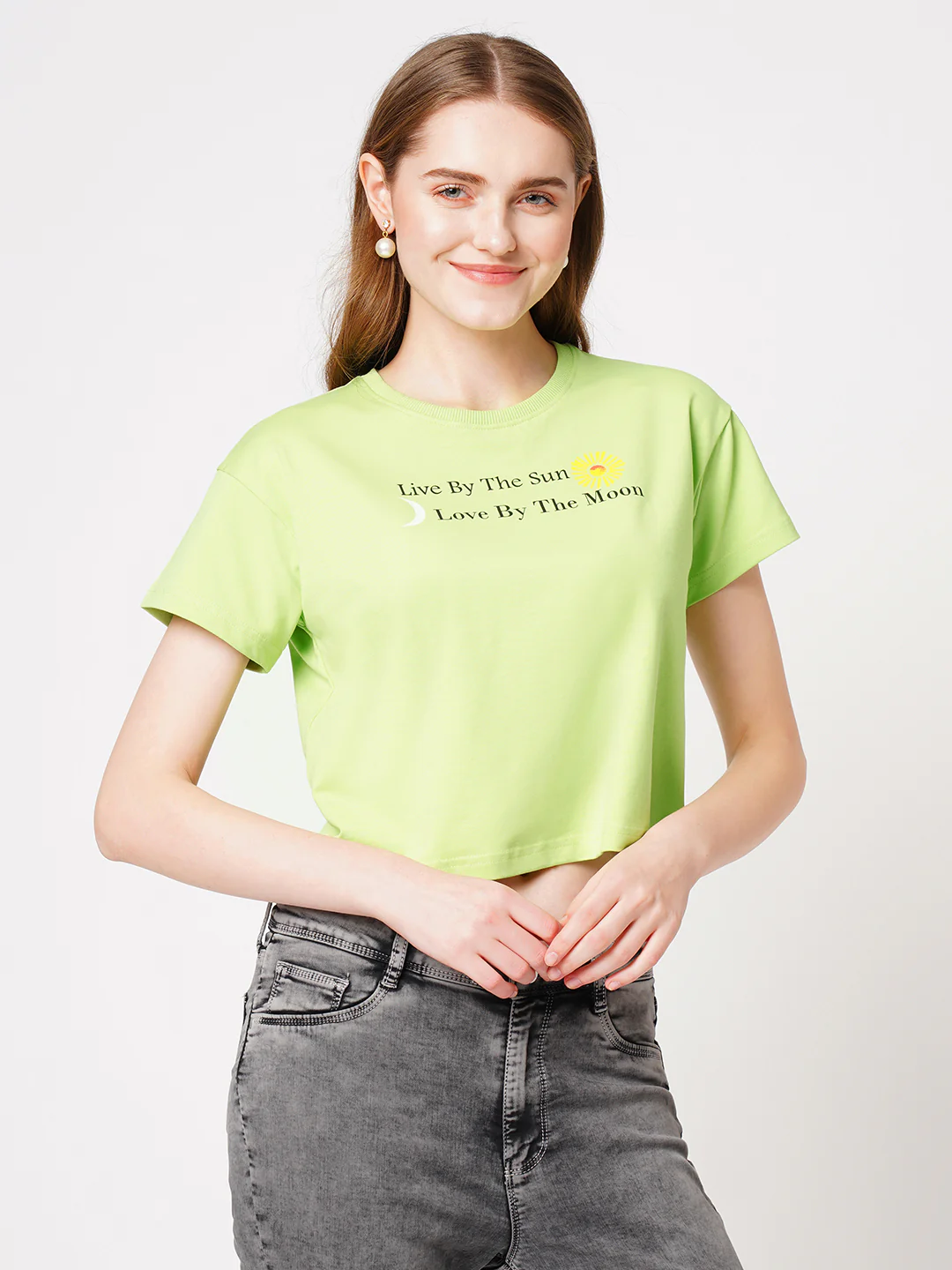 Women Slim Fit Leafy Printed Athleisure Top - Image 5