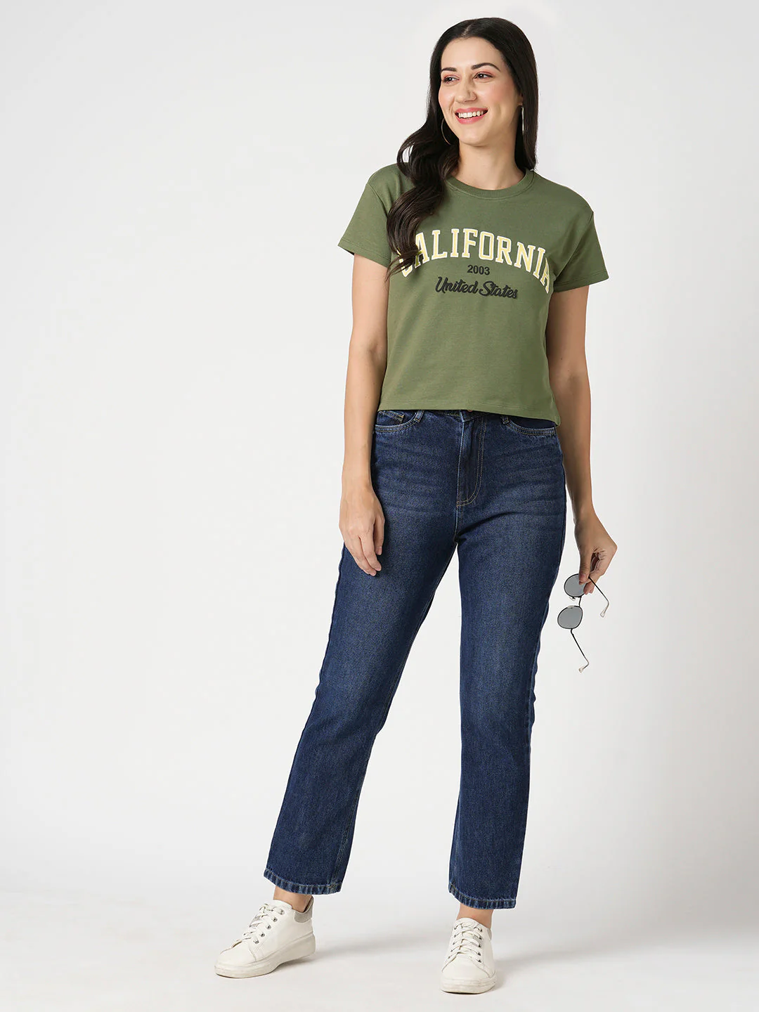 Women Slim Fit Olive Printed Athleisure Top - Image 2