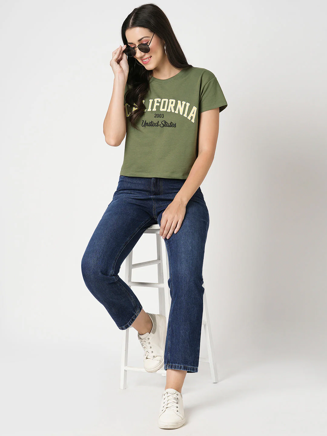 Women Slim Fit Olive Printed Athleisure Top - Image 4
