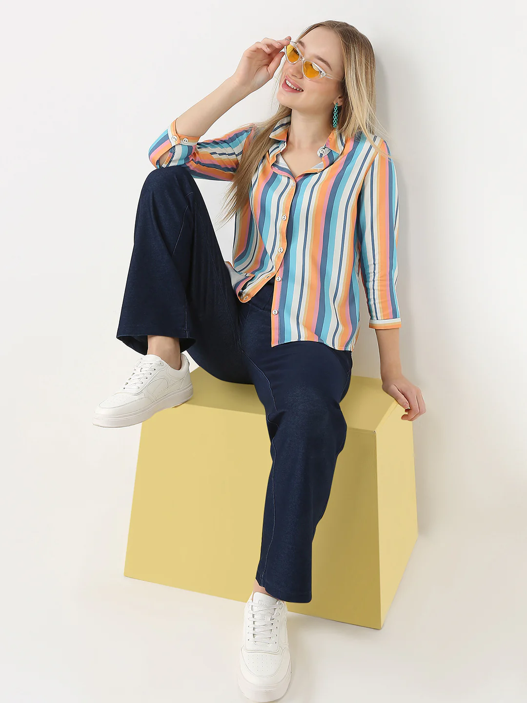 Women Slim Fit Stripe Shirt - Image 3