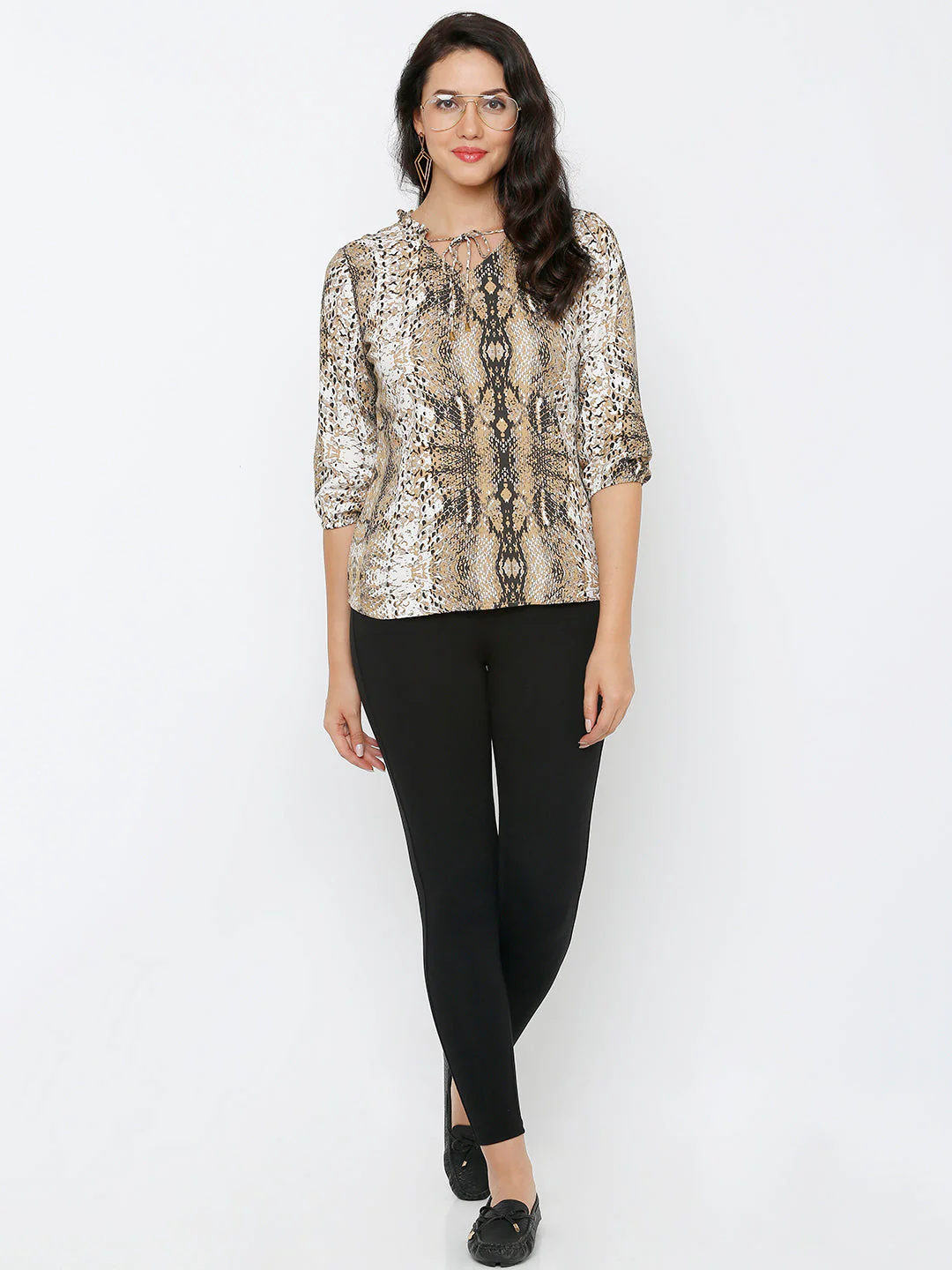 Women Snake Print Slim Top - Image 2