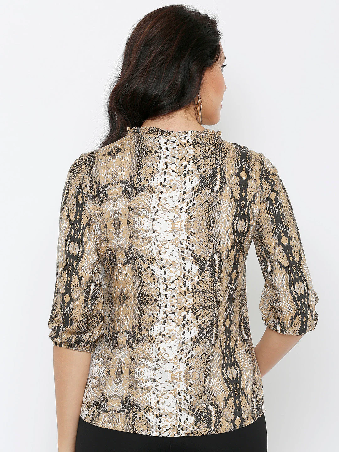 Women Snake Print Slim Top - Image 3