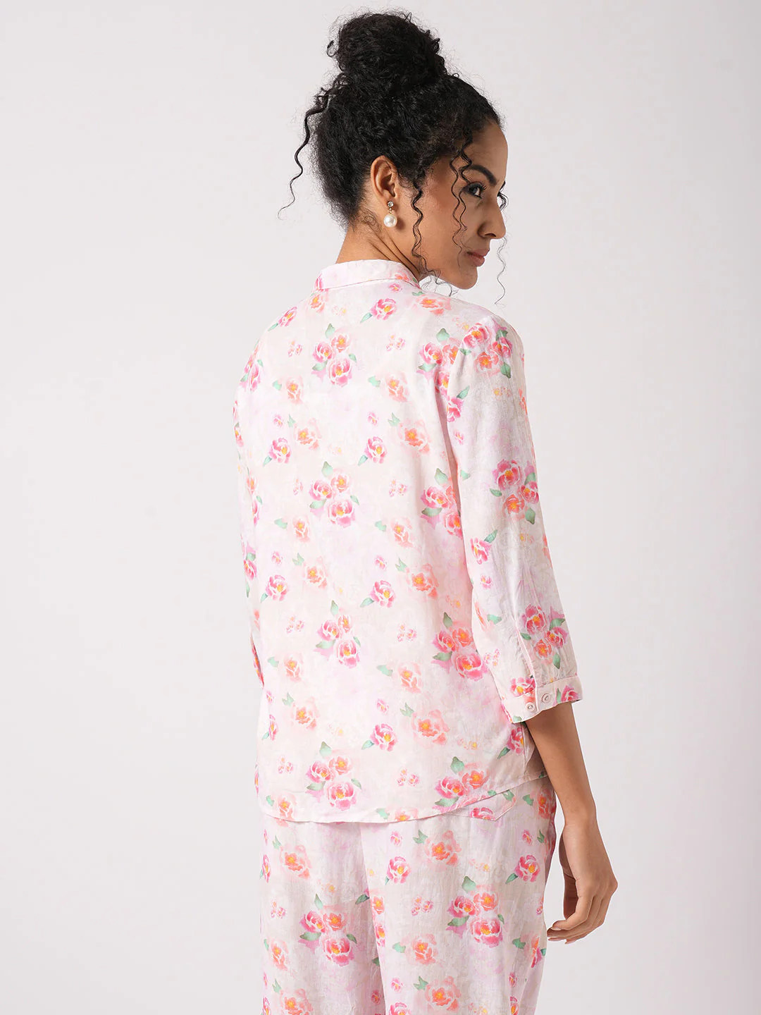 Women Soft Pink Printed Shirt - Image 3