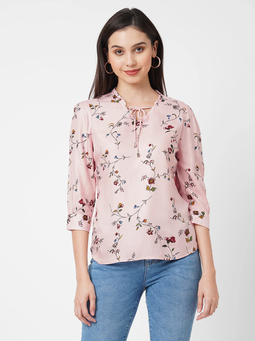 Women Soft Pink Printed Top - Image 2