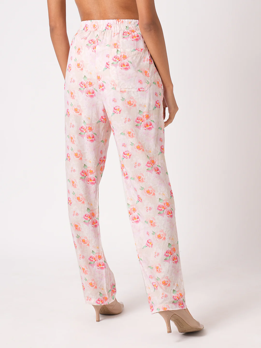 Women Soft Pink Relax Straight Fit Pant - Image 3