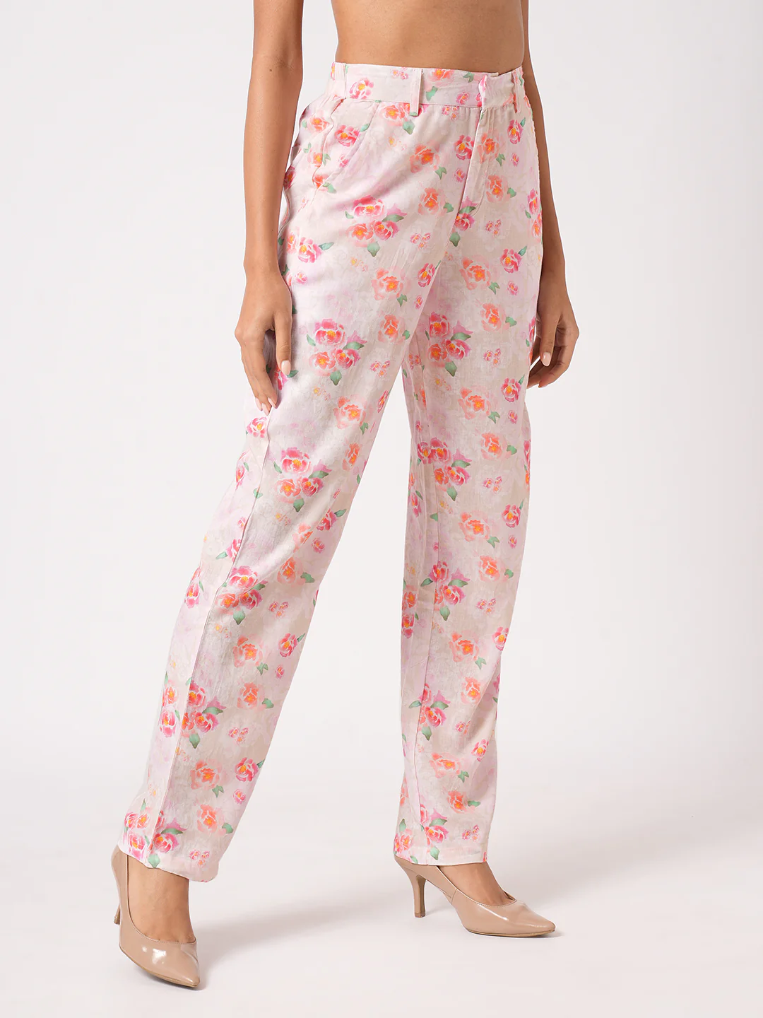 Women Soft Pink Relax Straight Fit Pant - Image 5