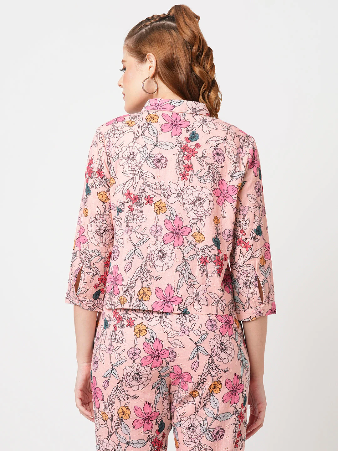 Women Soft Pink Schiffli Shirt - Image 3
