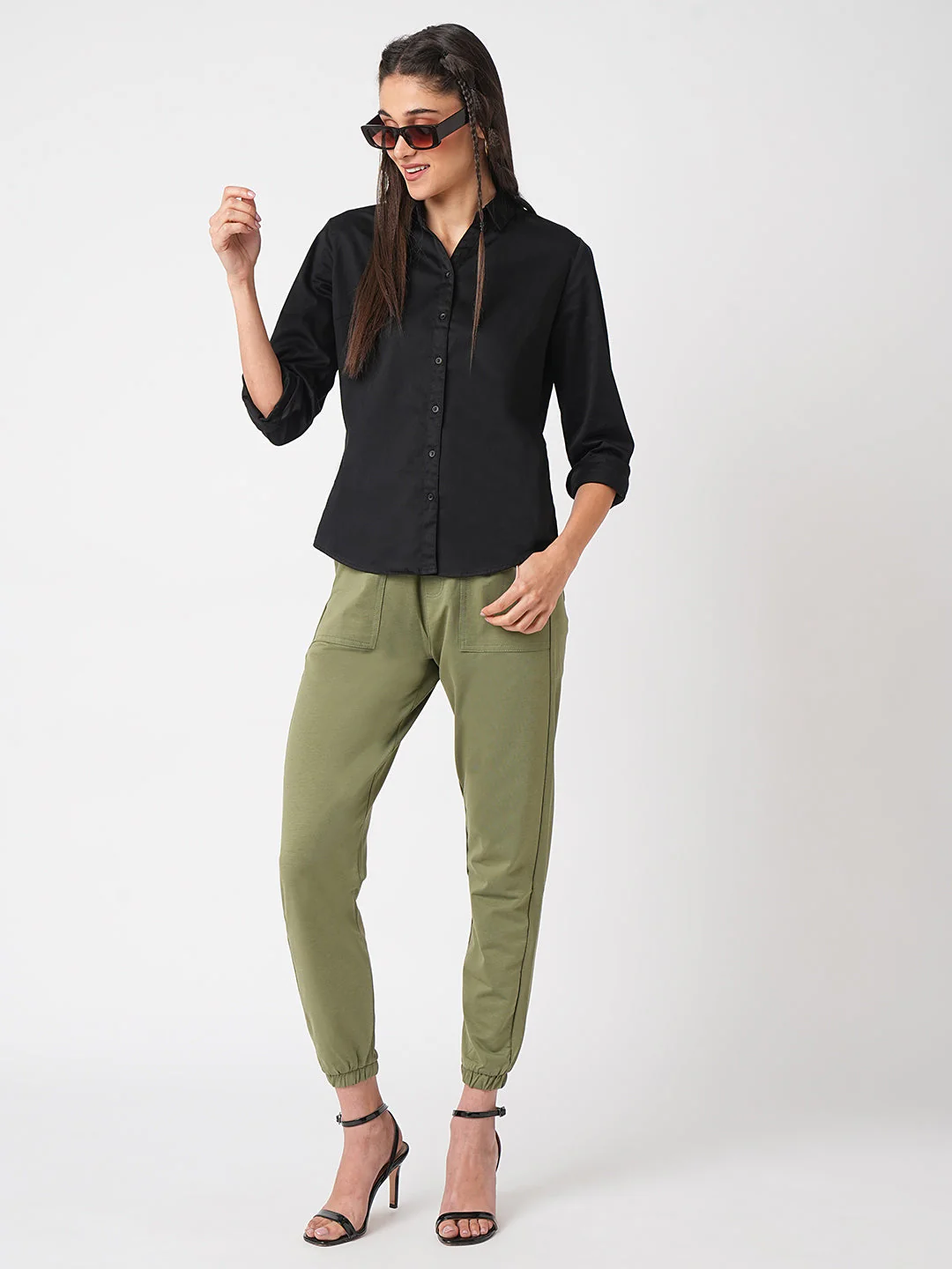 Women Solid Black Shirt - Image 2