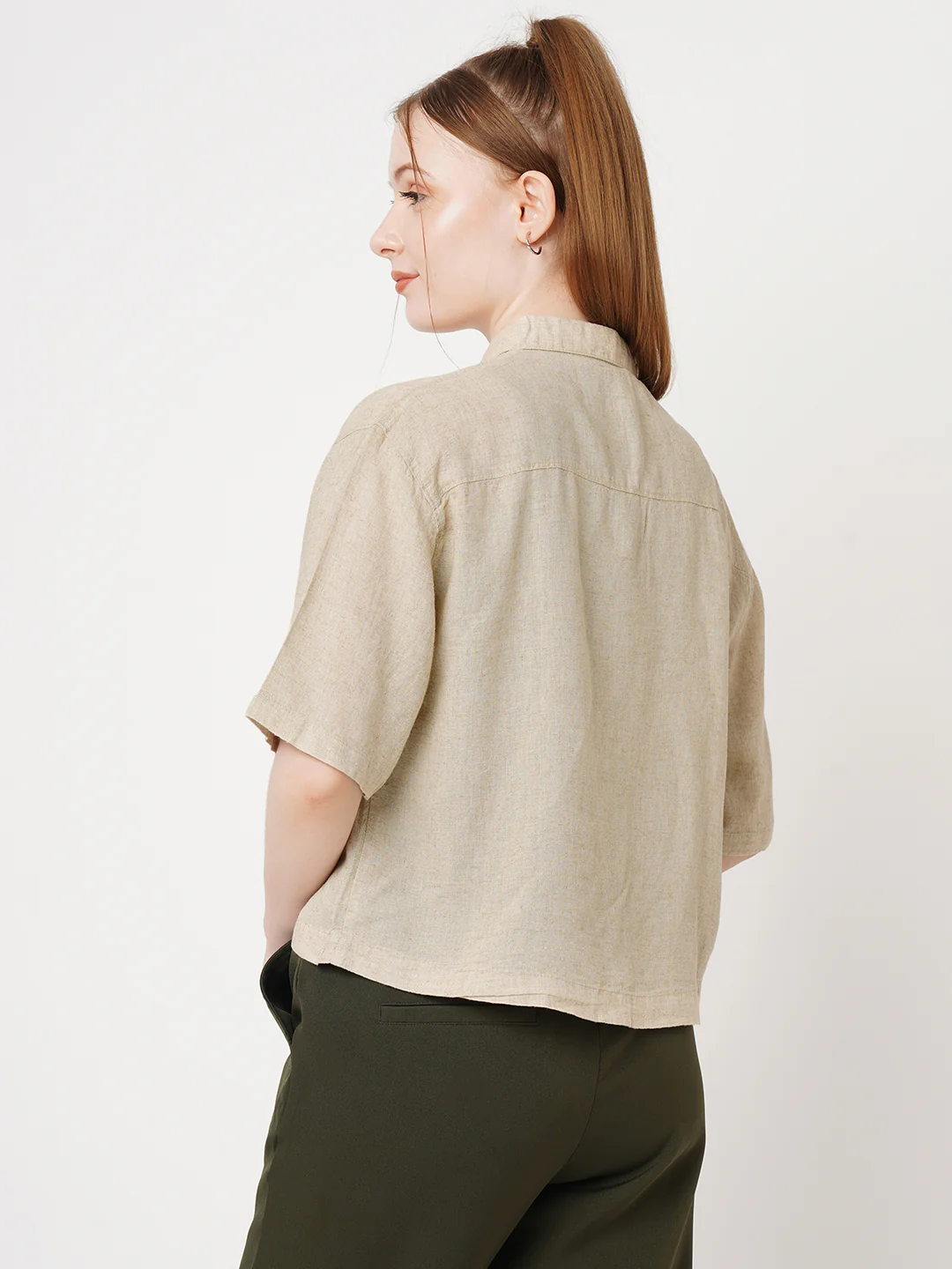 Women Solid Crop Shirt - Image 3