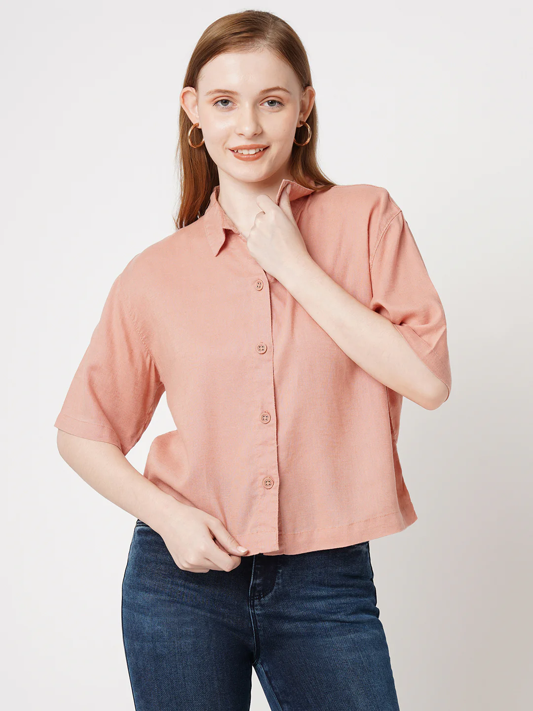 Women Solid Crop Shirt
