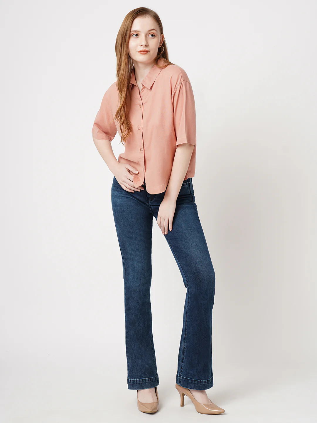 Women Solid Crop Shirt - Image 2