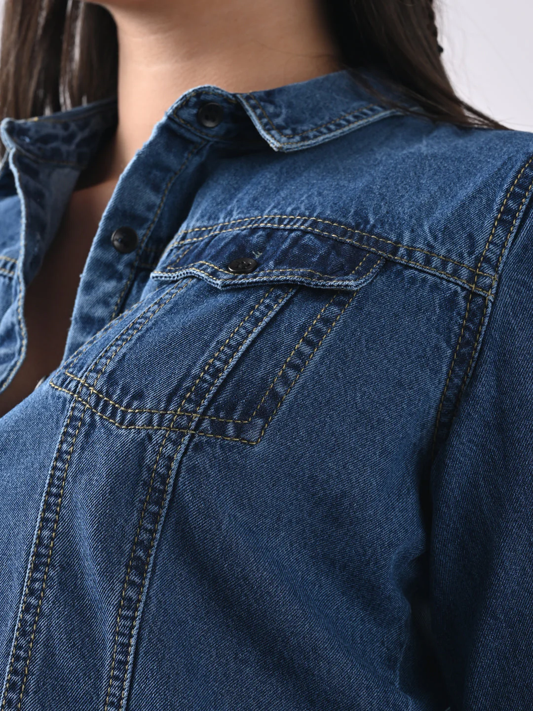 Women Solid Denim Jacket - Image 6