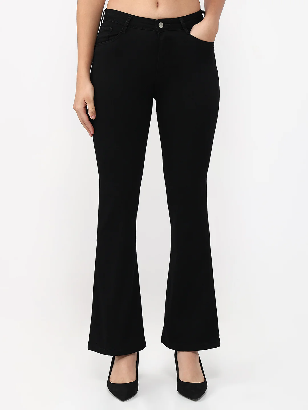 Women Solid High-Rise Flare Jeans - Image 2