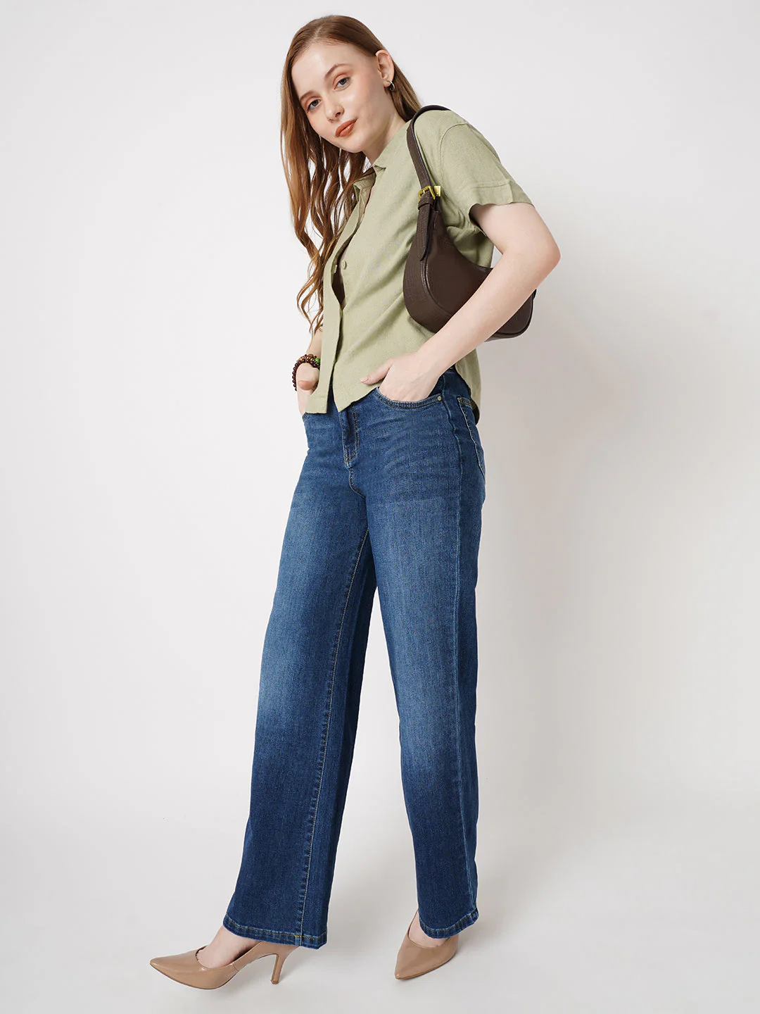 Women Solid Light Olive Shirt - Image 4