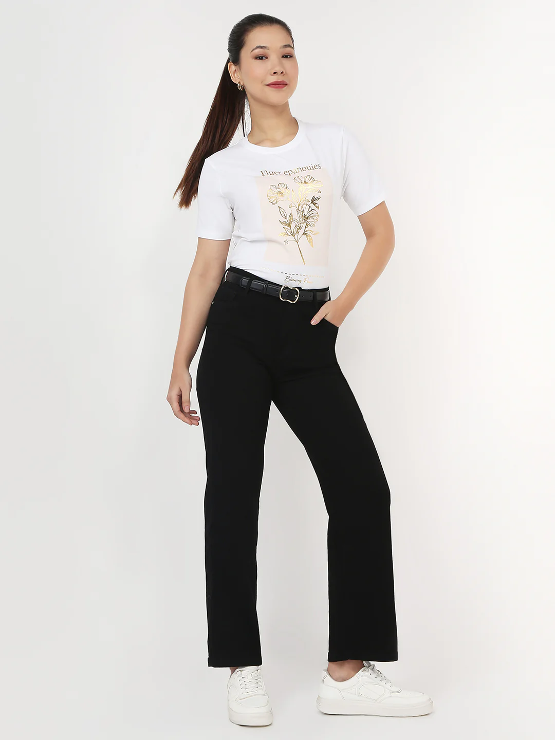 Women Solid Loose Straight Jeans