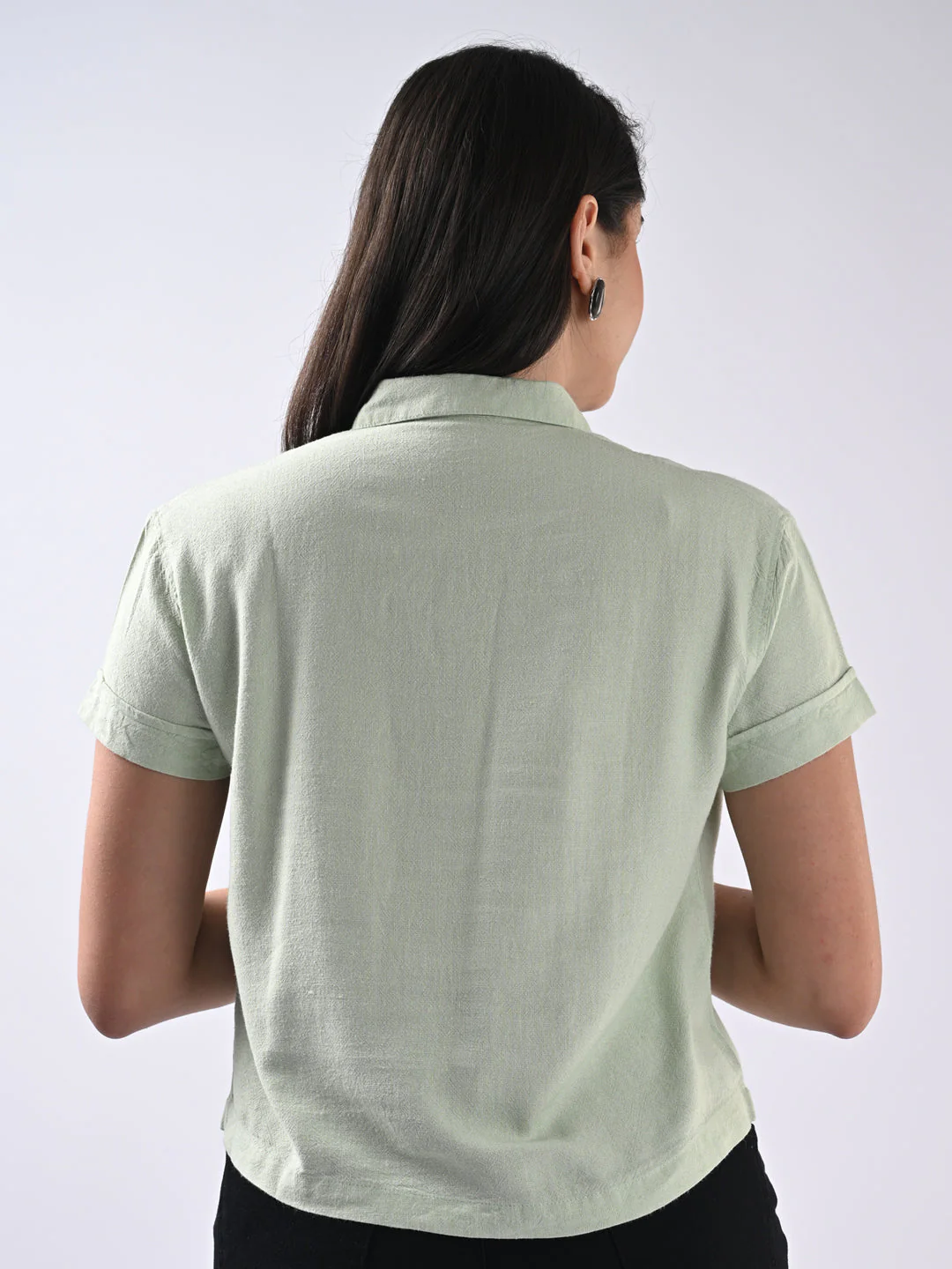 Women Solid Mint Shirt - Image 3