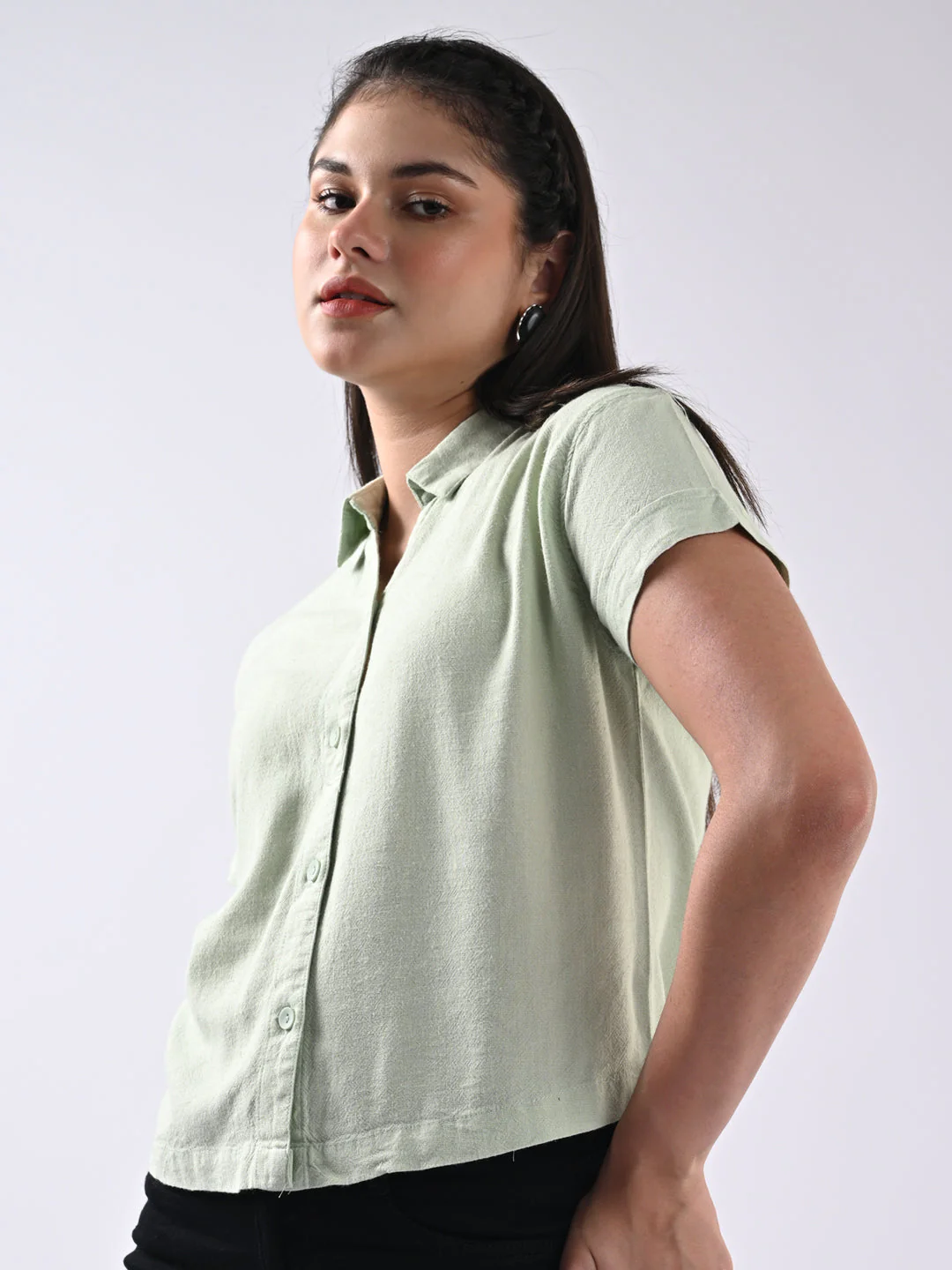 Women Solid Mint Shirt - Image 4