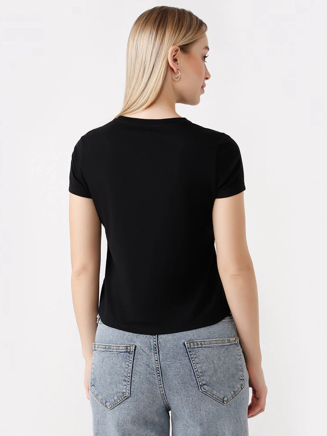 Women Solid Slim Fit T-Shirt - Image 3