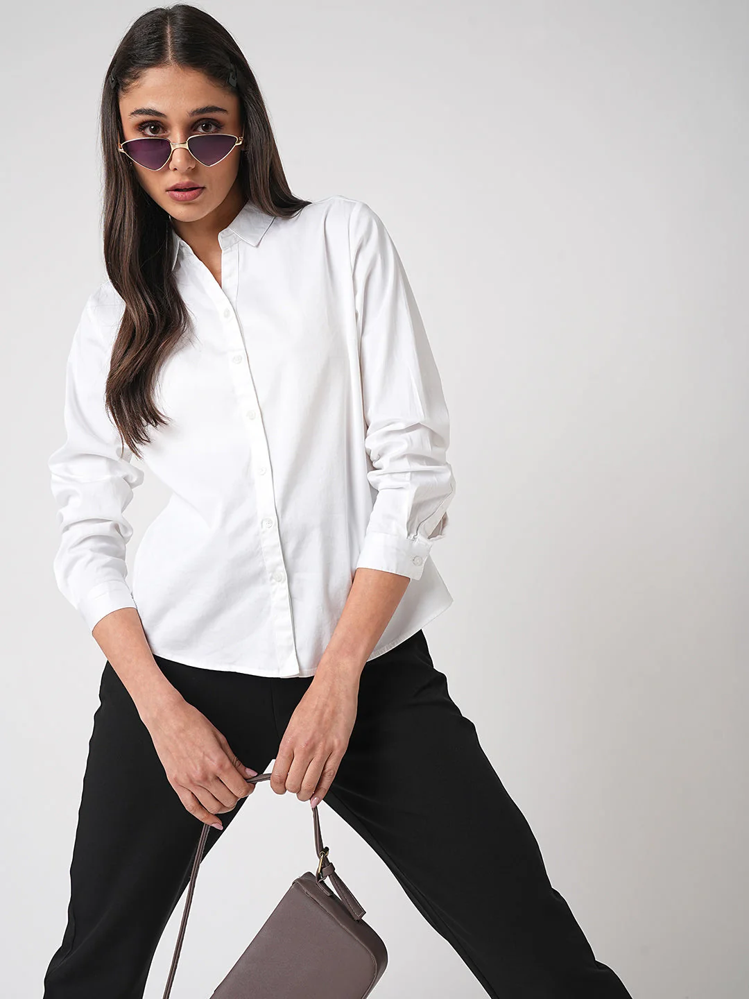 Women Solid White Shirt - Image 4