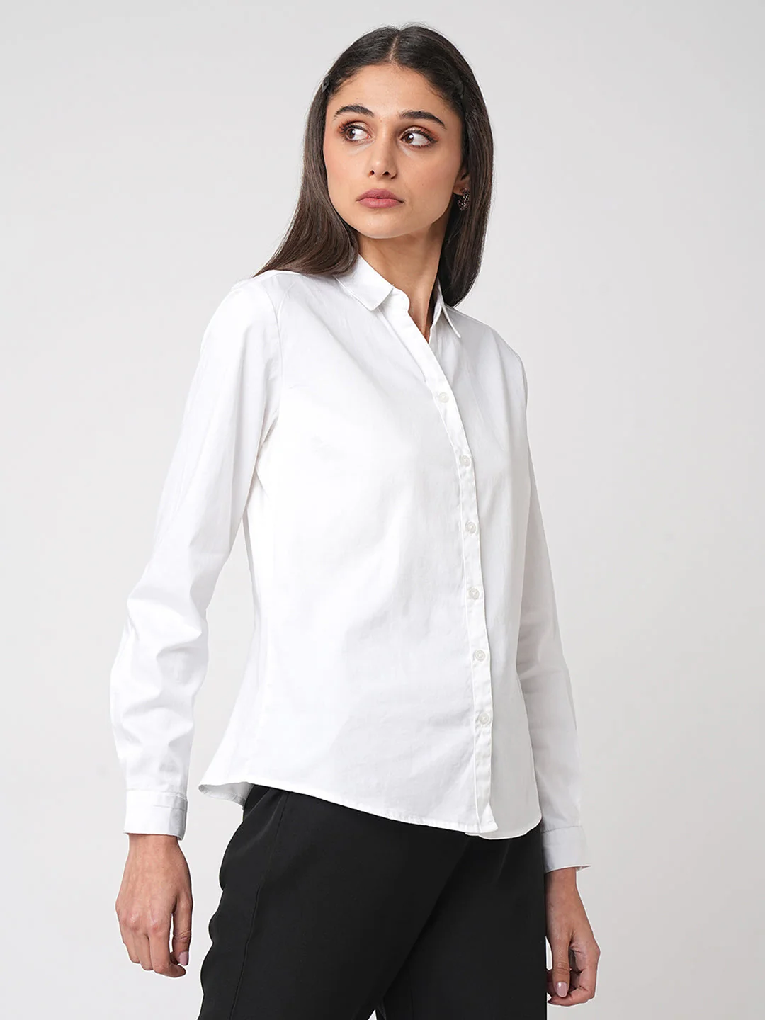 Women Solid White Shirt - Image 5