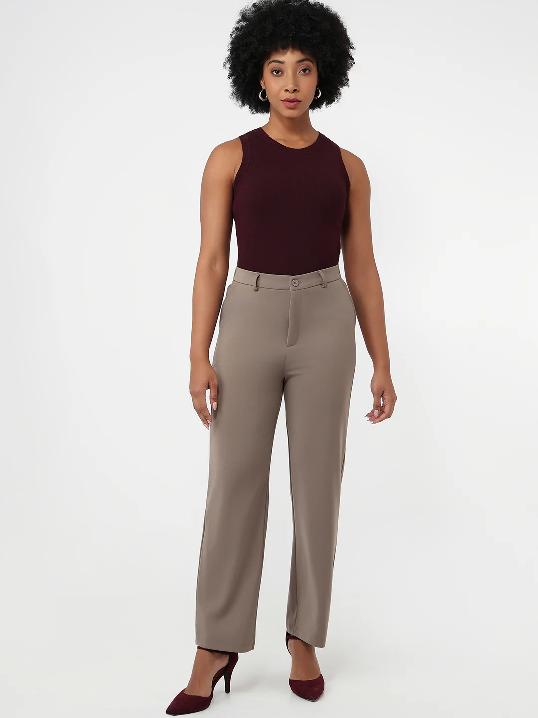 Women Stone High-Rise Straight Fit Korean Pants - Image 4