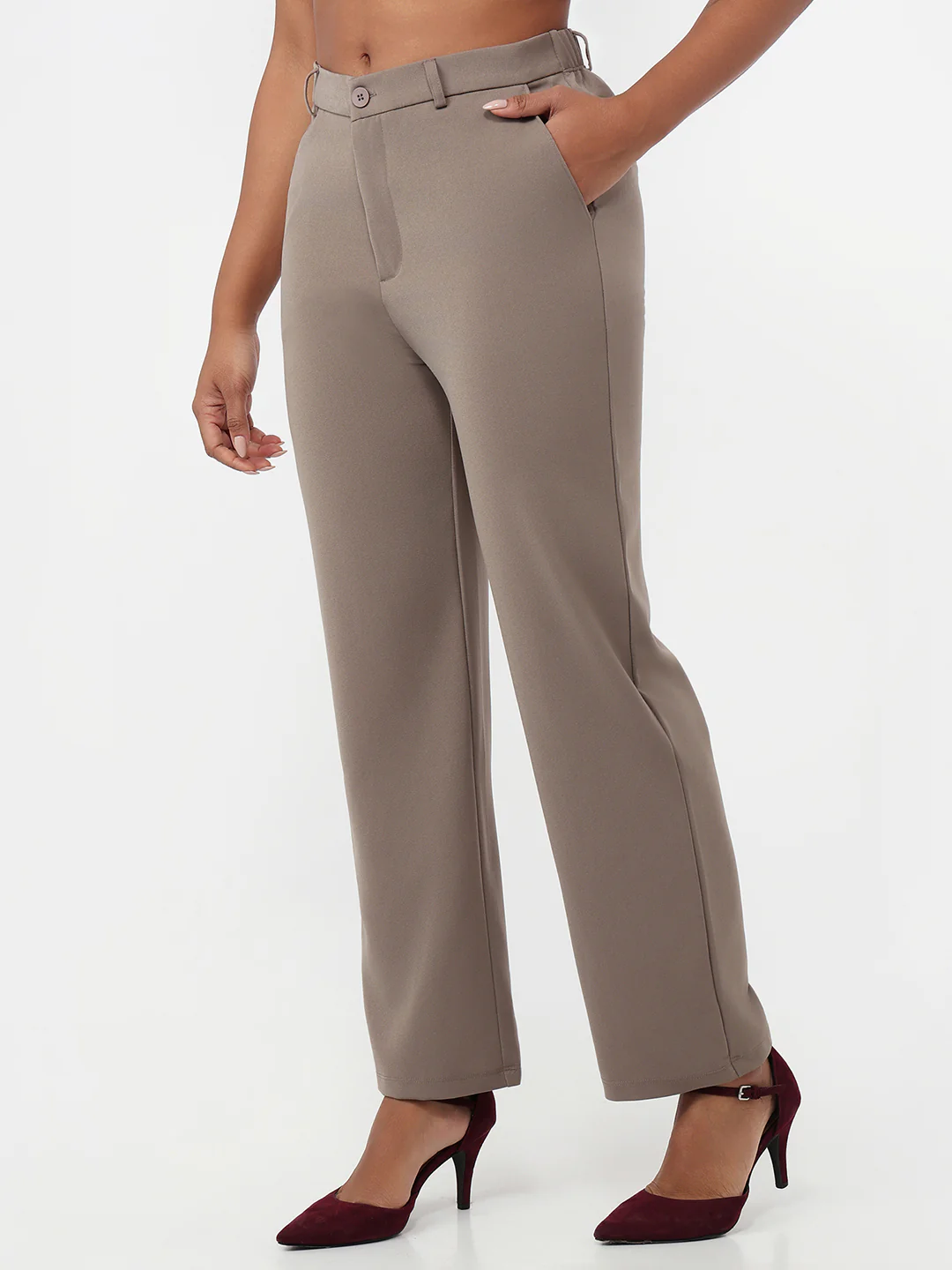 Women Stone High-Rise Straight Fit Korean Pants - Image 8