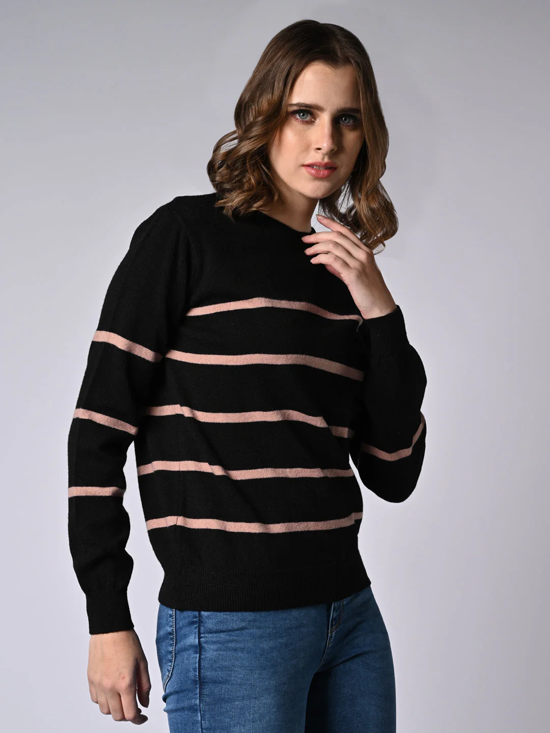 Women Striped Sweater - Image 4
