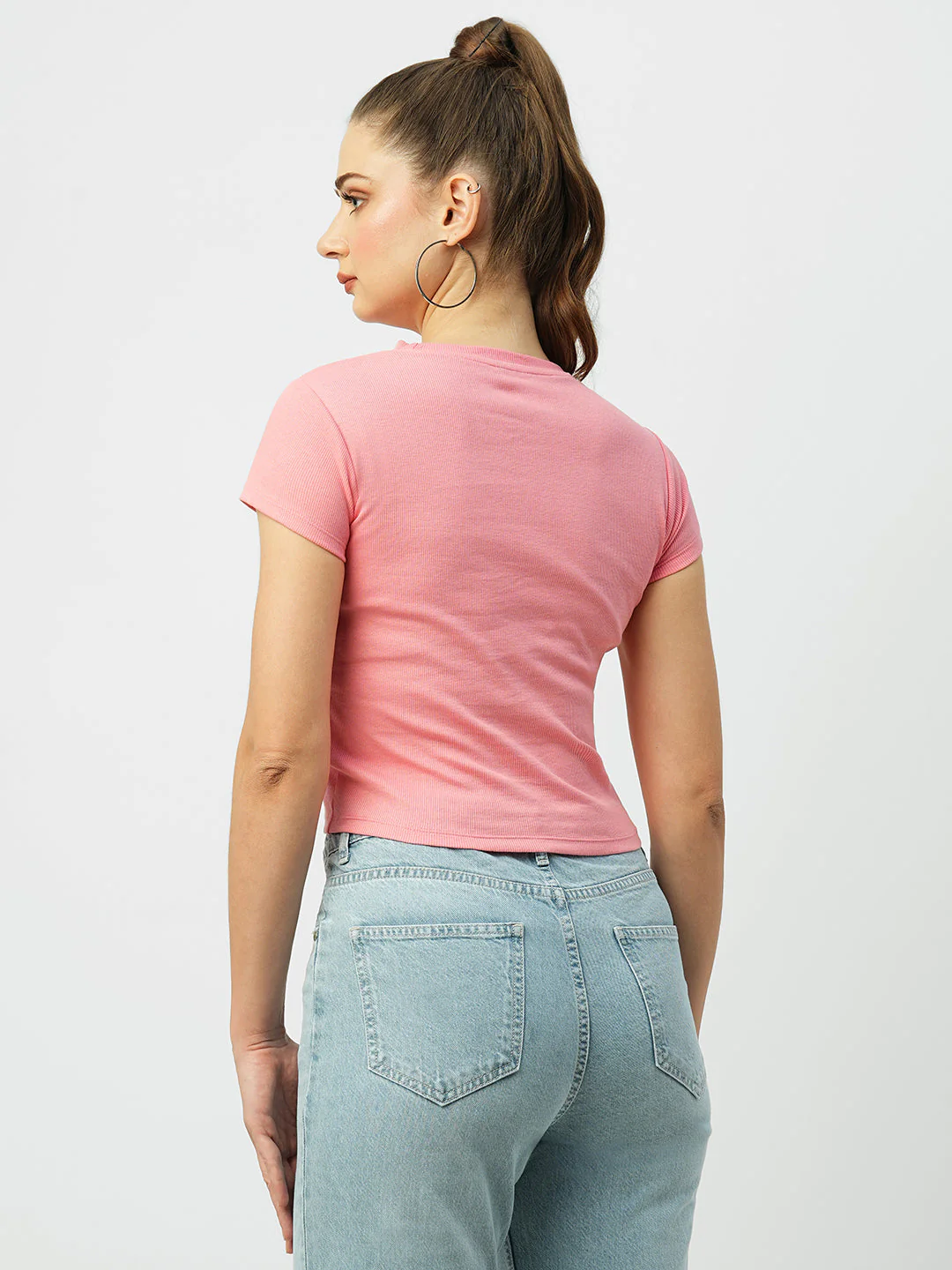 Women Sugar Coral Solid Slim T-Shirt - Image 3