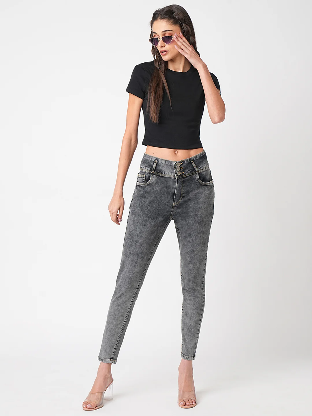 Women Grey Super High-Rise Super Skinny Jeans - Image 4