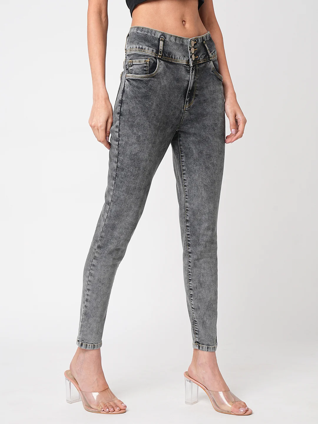 Women Grey Super High-Rise Super Skinny Jeans - Image 5