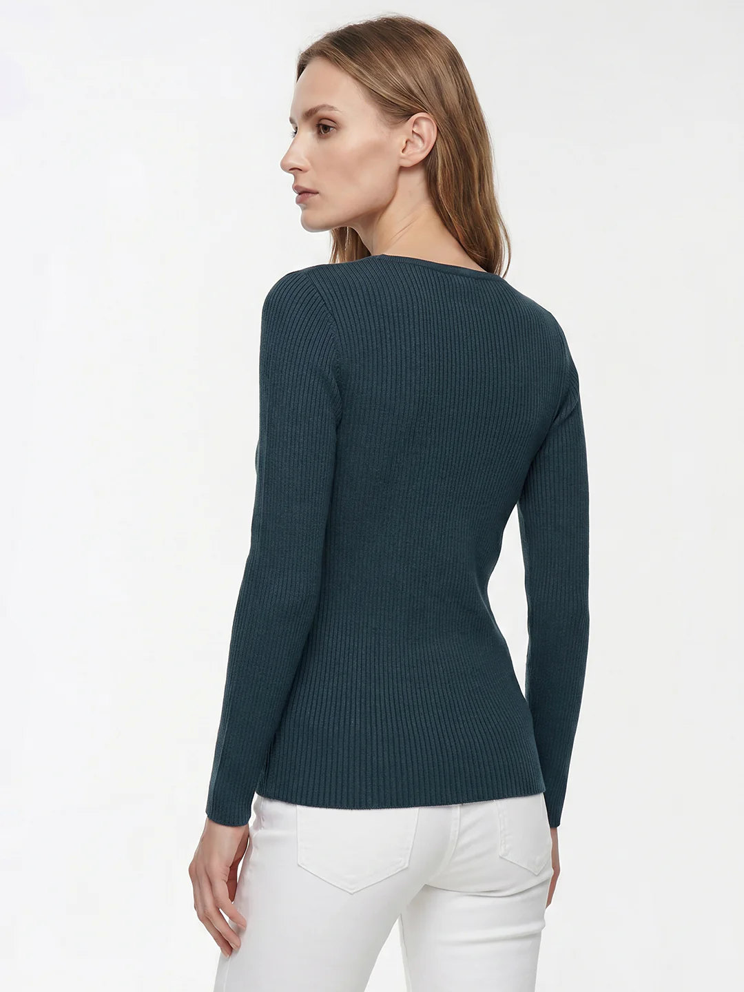 Women Teal Flat Knit - Image 3