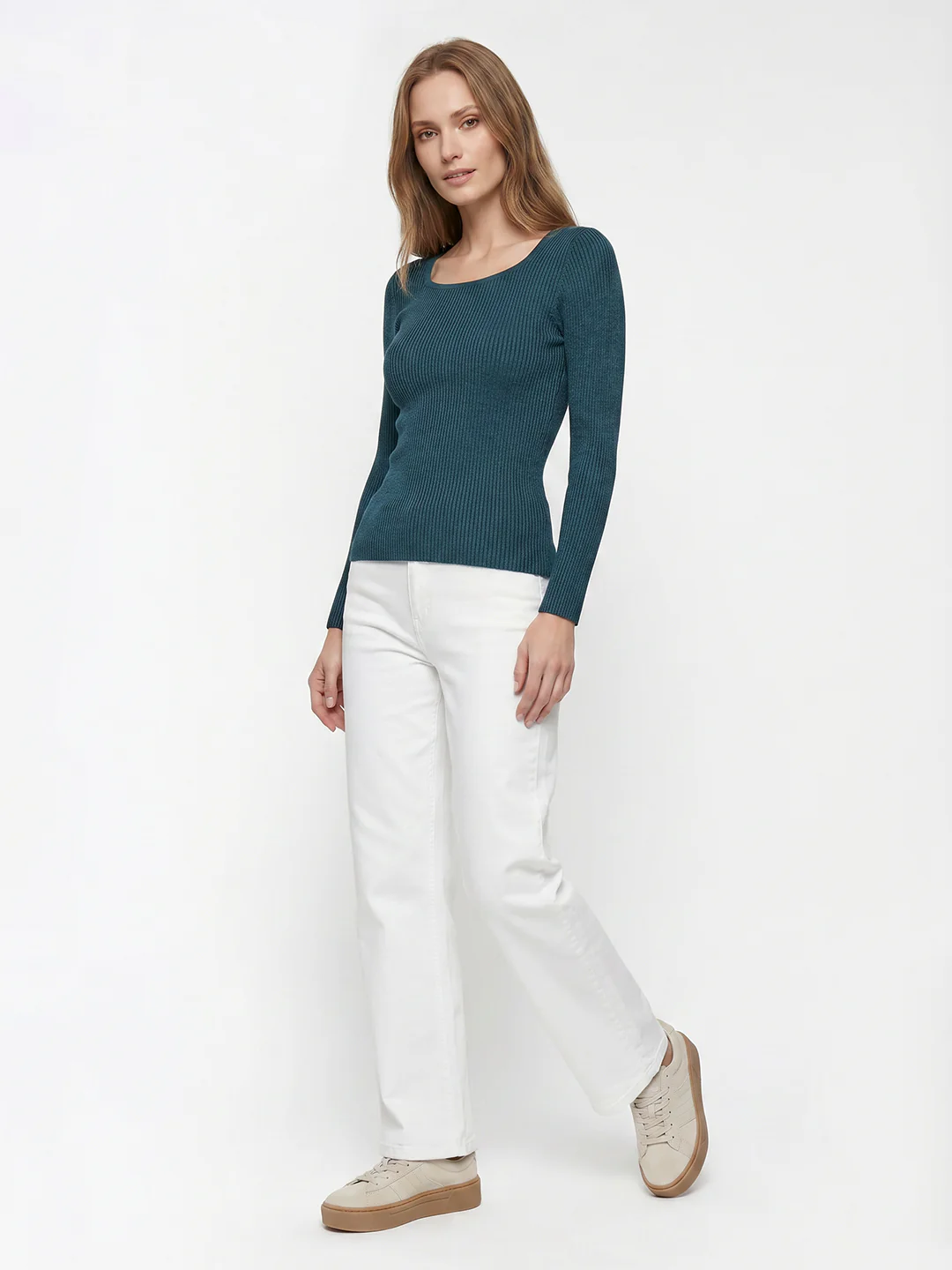 Women Teal Flat Knit - Image 4