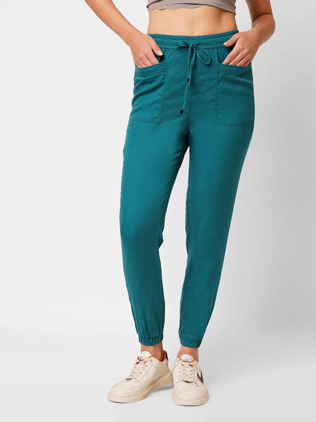 Women Teal Mid-Rise Jogger - Image 2