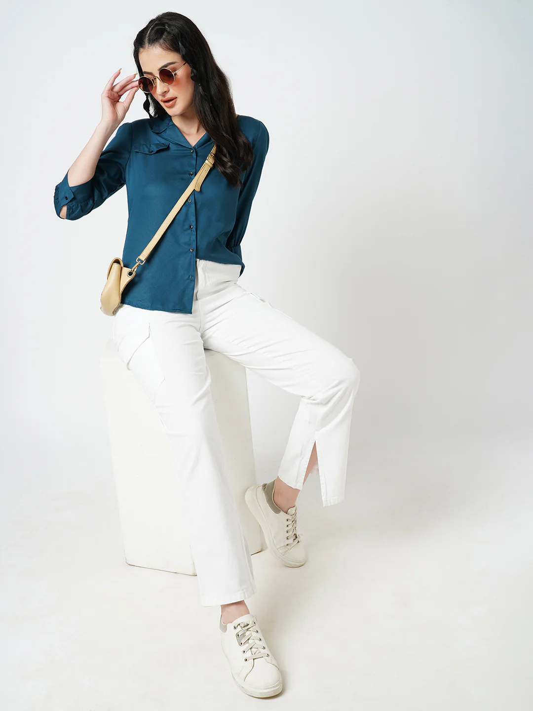 Women Teal Shirt - Image 4